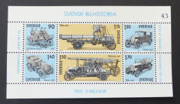 SCHWEDEN Block 8  Geschichte Des Schwedischen Automobilbaus 1980 Postfrisch MNH ** #6302 - Blokken & Velletjes