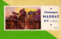 BUVARD & Blotting Paper  : Lot De 4 Buvards Identiques Champagne MAUNAY AY  : Hippisme  Saut De Haie - Liqueur & Bière