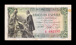 España Spain 5 Pesetas Capitulaciones 1945 Pick 129a Serie I Mbc Vf - 5 Pesetas