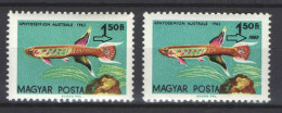 Hungary 1962. ERROR: Animals / Fishes Stamp 1962. Year 2x See Scan MNH (**) Michel: 1827IA / 1.70 EUR - Varietà & Curiosità