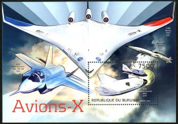 Burundi 2012 High-tech Aircraft NASA Designed X-38 Test Aircraft,MS MNH - Unused Stamps