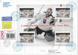 2003 Championnat Du Monde De Hockey Sur Glace En Finlande: Victoire De La Slovaquie (bloc-feuillet Recommandé Voyagé) - Eishockey