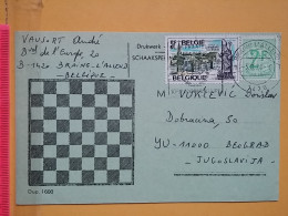 KOV 487-17- Correspondence Chess Fernschach Postcard,  BELGIE - BRAINE - YUGOSLAVIA, Schach Chess Ajedrez échecs - Schach