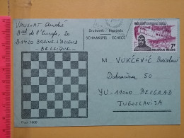 KOV 487-18- Correspondence Chess Fernschach Postcard,  BELGIE - BRAINE - YUGOSLAVIA, Schach Chess Ajedrez échecs - Schaken