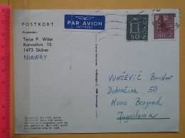 KOV 487-18- Correspondence Chess Fernschach Postcard, SKARER, NORWAY - BELGRADE, Schach Chess Ajedrez échecs - Schaken