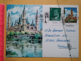 KOV 487-18- Correspondence Chess Fernschach Postcard, ZARAGOZA - BELGRADE, Schach Chess Ajedrez échecs - Schaken