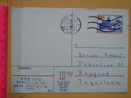 KOV 487-19- Correspondence Chess Fernschach Postcard, BILOWICE, CSSR - BELGRADE, Schach Chess Ajedrez échecs - Schaken