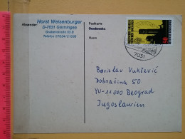KOV 487-19- Correspondence Chess Fernschach Postcard, GARTRINGEN- BELGRADE, Schach Chess Ajedrez échecs - Chess