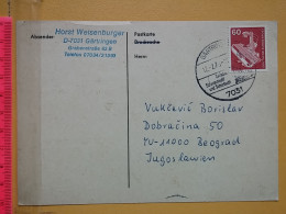 KOV 487-20- Correspondence Chess Fernschach Postcard, GARTRINGEN- BELGRADE, Schach Chess Ajedrez échecs - Schach