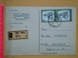 KOV 487-21- Correspondence Chess Fernschach Postcard, WIEN- BELGRADE, Schach Chess Ajedrez échecs - Chess
