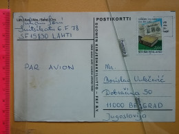 KOV 487-22- Correspondence Chess Fernschach Postcard, LAHTI FINLAND - BELGRADE, Schach Chess Ajedrez échecs,  - Schaken