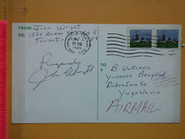 KOV 487-22- Correspondence Chess Fernschach Postcard, TORONTO CANADA - BELGRADE, Schach Chess Ajedrez échecs - Schach