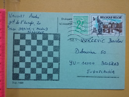 KOV 487-23- Correspondence Chess Fernschach Postcard,  BELGIE - BRAINE - YUGOSLAVIA, Schach Chess Ajedrez échecs - Schach