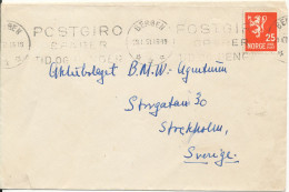 Norway Cover Bergen 29-1-1951 Sent To Sweden (Post Giro Sparer Tid Og Penger) - Cartas & Documentos