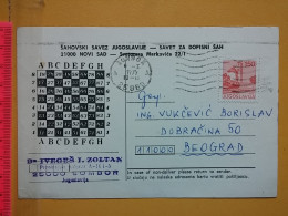 KOV 487-25- Correspondence Chess Fernschach Postcard, SOMBOR - BELGRADE, Schach Chess Ajedrez échecs - Scacchi