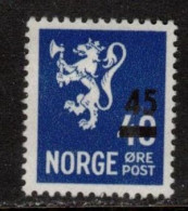 NORWAY NORGE NORWEGEN 1949 MI  SC 347 MH(*) OVERPRINT AUFDRUCK 45 AUF 40 - Ungebraucht