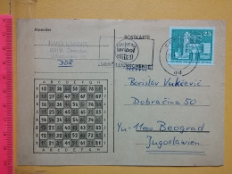 KOV 487-26 - Correspondence Chess Fernschach Postcard, DRESDEN - BELGRADE, Schach Chess Ajedrez échecs - Echecs