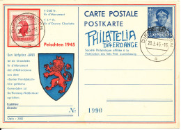 Luxembourg  Postal Stationery Postkarte Philatelia Diff Erdange Peischten 20-5-1945 - Entiers Postaux