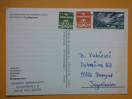 KOV 487-27 - Correspondence Chess Fernschach Postcard, HILLEROD DENMARK- BELGRADE, Schach Chess Ajedrez échecs - Echecs