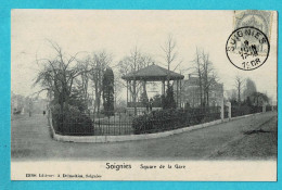 * Soignies (Hainaut - La Wallonie) * (Editeur A. Delmoitiez, 12098) Square De La Gare, Kiosque, Kiosk, Timbre, Parc - Soignies