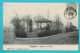 Delcampe - * Soignies (Hainaut - La Wallonie) * (Editeur A. Delmoitiez, 12098) Square De La Gare, Kiosque, Kiosk, Timbre, Parc - Soignies