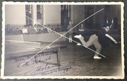 Champion De Belgique Tennis De Table Georges Roland En Action Pingpong 1956 CP Photo Dédicacée - Tennis Tavolo