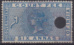 Queen Victoria COURT FEE INDIA SIX ANNAS GOVERNMENT - 1882-1901 Empire