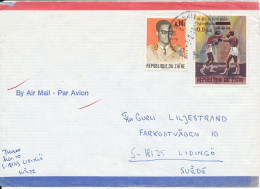 Zaire Air Mail Cover Sent To Sweden 5-2-1978 ?? Boxing Overprinted Stamp - Oblitérés