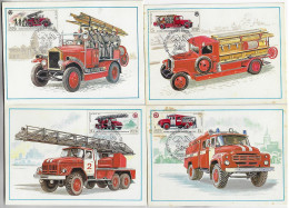 USSR 1985 4 Maximum Card Fire Department Fireman Firemen Firefighter Truck - Sapeurs-Pompiers