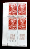 France 1970 Bloc De 4 Timbres Neuf** YV N° 1662 Croix Rouge Chapelle De Dissay - Feuilles Complètes