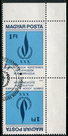 HUNGARY 1979 UN Declaration Of Human Rights Tete-beche Pair, Used.  Michel 3334 Kd - Gebruikt