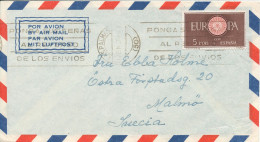 Spain Air Mail Cover Sent To Sweden With EUROPA CEPT Single Stamp - Covers & Documents