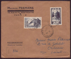 Enveloppe Recommandée, à En-tête " Peemans, Paris " Du 27 Août 1947 Pour Orléans - Autres & Non Classés