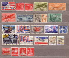 USA 23 Old Used (o) Different Airmail Stamps Lot #1535 - Autres & Non Classés