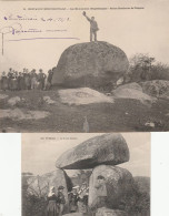 TREGUNC PIERRE BRANLANTE CARTE DOUBLE 1903 + LE GRAND DOLMEN + MENHIR DE LA LANDE DE KERDUNUS - Trégunc