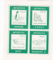 ANTARCTICA Label "Casey,Mawson,Davis, Macquarie," Relief Expedition  1976/77 MNH - Otros & Sin Clasificación