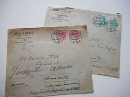 LOT DE 2 ENVELOPPES DE METZ EN MOSELLE RUD. LUPUS POUR L'ALSACE GUEBWILLER 1909 - Collections (sans Albums)