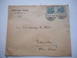 ENVELOPPE ANCIENNE, LOTHRINGER VERLAG DE METZ 19O7  POUR GUEBWILLER  COMMERCIALE - Collections (sans Albums)