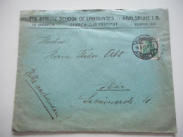 ENVELOPPE ALSACE / ALLEMAGNE 1915, KARLSRUHE, BERLITZ SCHOOL OF LANGUAGES  POUR GUEBWILLER  COMMERCIALE - Collections (sans Albums)