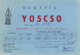 Romania Radio Amateur QSL Card Y05CSO Y05TD Op. Karcsi Cluj Napoca - Radio Amateur