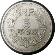 Monnaie France - 1947 - 5 Francs Lavrillier Aluminium - 9 Fermé - 5 Francs