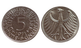 GERMANIA 5 MARK 1971 D IN ARGENTO KM# 112 - 5 Marcos