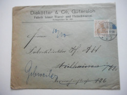 ENVELOPPE ALSACE / ALLEMAGNE 1910 GUTERSLOH, FABRIK DIEKOTTER POUR GUEBWILLER  COMMERCIALE - Collections (sans Albums)