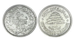 LIBANO 50 PIASTRES 1952 IN ARGENTO KM# 17 - Lebanon