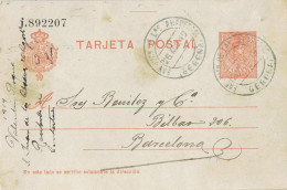 53303. Entero Postal SAN JUAN De Las ABADESAS (Gerona) 1919. Alfonso XIII Medallon - 1850-1931