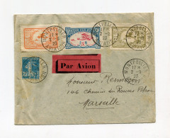 !!! VIGNETTES DU MEETING DE MONTPELLIER SUR LETTRE PAR AVION POUR MARSEILLE, CACHET MONTPELLIER AVIATION DU 2/9/1923 - Aviazione