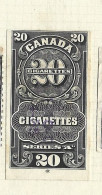 Timbres Taxe  -  Canada - Cigarette - Series A  - 20 Cigarettes - Fiscali