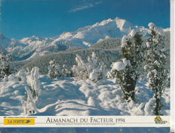 Calendrier-Almanach Des P.T.T 1994-Le Gabizos(65) Combloux (74)- Département AIN-01-Référence 421 - Tamaño Grande : 1991-00