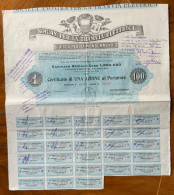 SOC.AN.PER LA TRAMVIA ELETTRICA LUCCA PESCIA MONSUMMANO - CERTIFICATO DI 1 AZIONE - 1/1/1908 - R3 - Trasporti