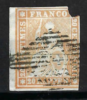 SUISSE Ca.1854: Le ZNr. 25B Obl., Coin NE Touché, Petit Prix - Gebraucht